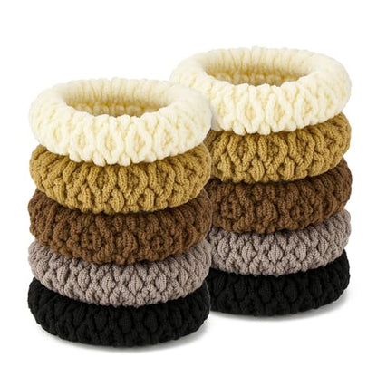 QIUTIMIY 10 Pcs No Damage Hair Ties Thick Hair Elastic Rubber Bands Hair Accessories Scrunchies Seamless for Women - color: Style 7