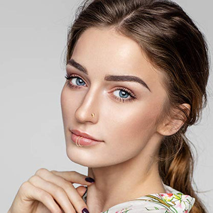 ONESING 9-40 Pcs Nose Rings - Hoops, Studs & L Shape - Hypoallergenic Stainless Steel Nose Piercings for Women & Men - color: Rose gold