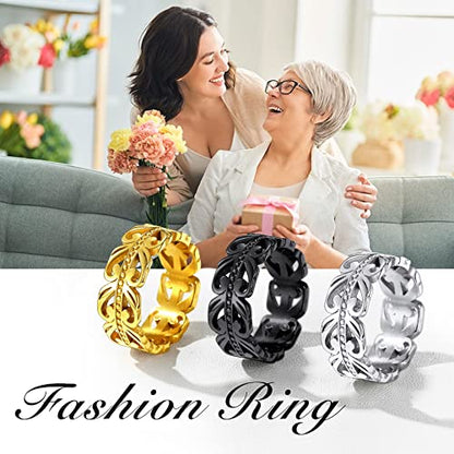Bestyle Celtic Knot Band Rings for Men Women, Stainless Steel Irish Finger Ring Viking Wedding Bands Jewelry Gift Wedding Promise Gold Silver Black - color: 01.Stainless Steel