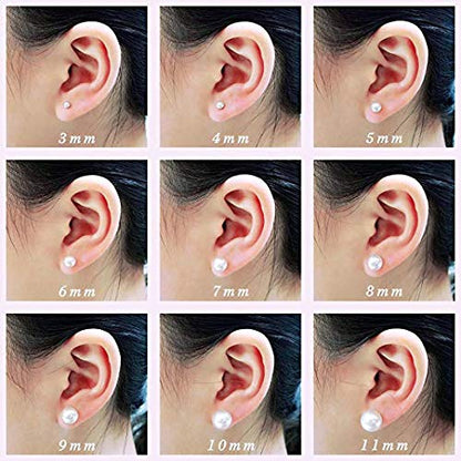 ALYC Pearl Earrings Freshwater Pearl White Button Stud Earrings with 925 Sterling Silver for Women - size: 6.0-7.0mm