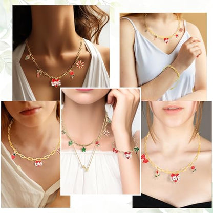 20 Pcs Chain Necklace Bracelets Kit, 18K Gold Paperclip Chain, Including 18 Inch Necklace & 6.5 Inch Charm Bracelet with Lobster Clasps, Perfect for Women DIY Jewelry Making - color: 20 PCS 18K Gold