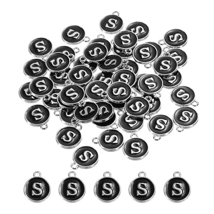 MECCANIXITY Alphabet Enamel Letter Charm Jewelry Charm Pendant for Jewelry Making, Bracelet, Craft - style: S