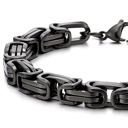 COOLSTEELANDBEYOND Mens Women New Stainless Steel Braided Link Bracelet Polished - color: C-Metal Color: Black