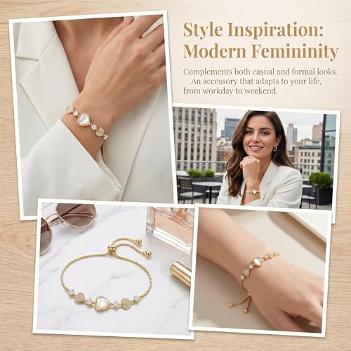 Heart Bracelet Gold Adjustable Slider Chain Bracelets for Women Charm Plated Copper Link Jewelry Dainty Fashion Wrist Accessory