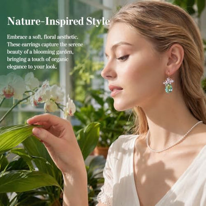 Green Butterfly Crystal Teardrop Dangle Earrings For Women | Gold Plated Brass Statement Accessories For Prom And Party Wear. Secure Hooks And Durable Crystals For Long Lasting Sparkle.