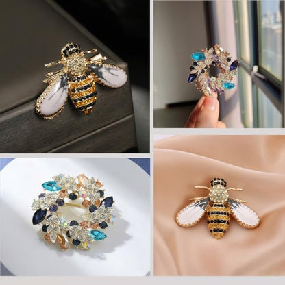 2pcs Rhinestone Brooch Pin for Women Dress Elegant Stylish Crystal Brooches Fashion Accessories Pins Lapel Boutonniere Ideas Wedding Christmas Birthday Jewelry Easter Gift - color: 15 Bee/Colorful