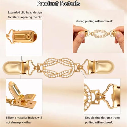 2 PCS Waist Cincher Clips Dress Clips Back Cinch for Shawl Cardigan Sweater Clothes Shirt Tightener Clip(Silvery Golden) - color: Color Retro Style