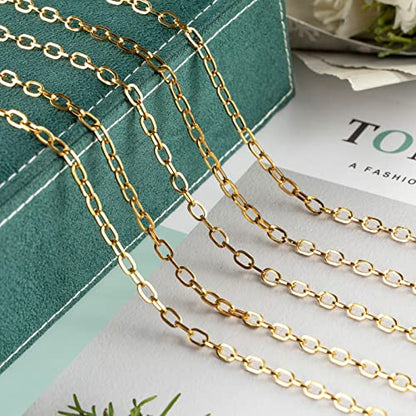 UMAOKANG 16.4 Feet Gold Plated Link Chain for Jewelry Making Stainless Steel Paperclip Chain Bulk with Jump Rings Lobster Clasps for Jewelry Bracelet Necklace Choker Making Supplies - color: Gold Square