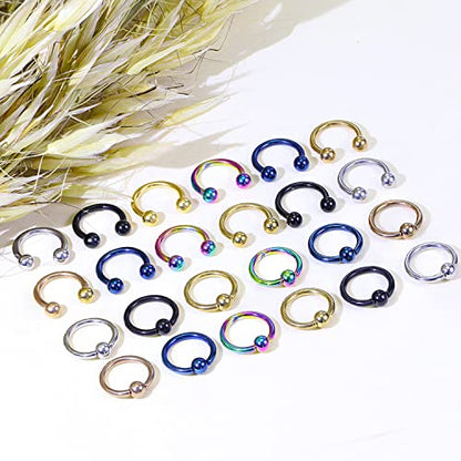 12G Septum Rings Ear Gauges Earrings Hoops Eyebrow Piercings lip Rings Hoop 316L Surgical Steel Cartilage Helix Tragus Rook Daith Earrings Piercing Jewelry for Women Men 10mm 12mm 14mm 16mm - style: 12G 14MM Mix Color