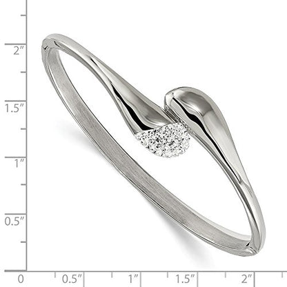 Jewels By Lux Stainless Steel Polished Preciosa Crystal Hinged Bangle