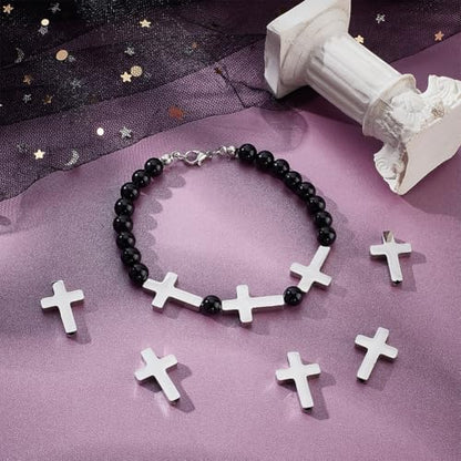 UNICRAFTALE 10Pcs Cross Spacer Beads Stainless Steel Cross Beads for DIY Bracelet Necklace Jewelry Making Supplies 2mm Hole