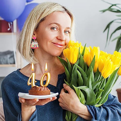 Birthday Earrings for Women Happy Birthdays Earrings Statement Cake Champagne Bottle Earring Happy Birthdays Dangle Earring Birthday Gifts Party Favors - color: Cake