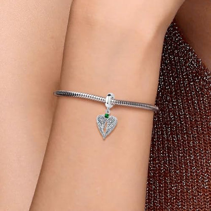 TCHYUN Spread Angle Wings Dangle Charm 12 Birthstone Bead for Pandora Bracelet Women Gift - style: May