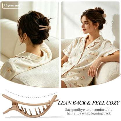 Large Flat Hair Clips for Women, French Flat Claw Clips for Medium Thick Hair | Strong Hold Hair Clips for Styling, Driving, Daily Wear | Beige, Light Dark Khaki, Black - 4Pcs - color: Black, Dark Khaki, Light Khaki, Beige