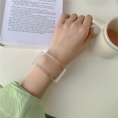 Colorful Acrylic Resin Geometric Simple Open Bracelet Candy Color Chunky Transparent Wide Cuff Bangle for Women Retro Irregular Resin Wristbands Bracelet Statement Jewelry Gift - style: style 4