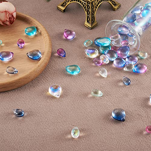 Cheriswelry 100Pcs 9-12mm Teardrop Glass Beads Top Drilled Waterdrop Glass Beads Colorful Drop Shape Spacer Beads for DIY Bracelets Earrings Necklace Jewelry Making Crafts - color: Mixed Color*15