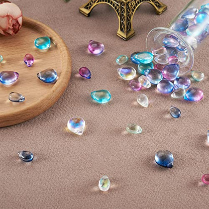 Cheriswelry 100Pcs 9-12mm Teardrop Glass Beads Top Drilled Waterdrop Glass Beads Colorful Drop Shape Spacer Beads for DIY Bracelets Earrings Necklace Jewelry Making Crafts - color: Mixed Color*15