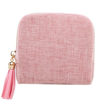 Women's Coin Purses Velvet Mini Travel Jewelry Case Bag with Tassel - color: A- Pink