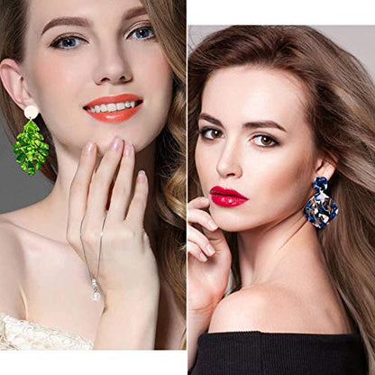 25 Pairs Acrylic Resin Statement Earrings Set for Women Mottled Hoop Fashion Drop Dangle Jewelry Hypoallergenic for Sensitive Ears - style: Warm