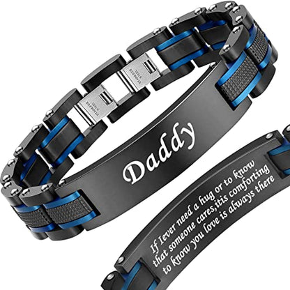 Holizaly Men's Stainless Steel Two Tone Square Link Bracelet, Black and Blue Ion Plated Black - color: blue-black 9