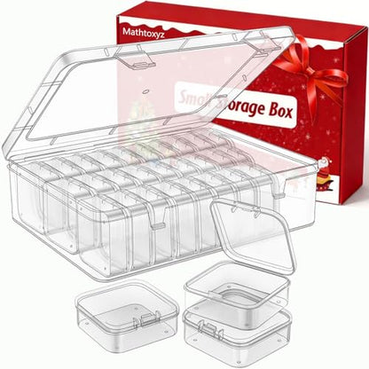 Mathtoxyz Bead Organizer Box, 30Pcs Small Beads Organizers and Storage Plastic Cases Mini Clear Dimond Storage Containers Boxes with Hinged Lid and Rectangle for Bracelet Making DIY Jewelry Craft Nail - size: Clear - 1P