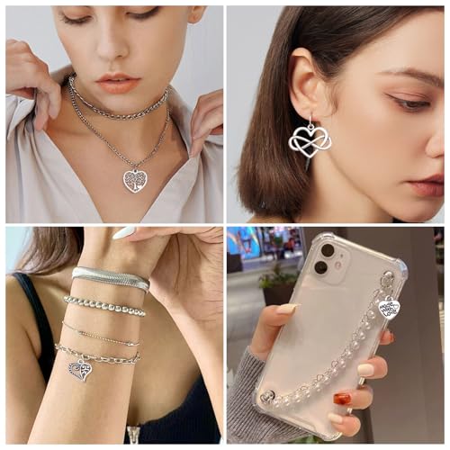 Pandahall 100pcs Tibetan Style Heart Charms Alloy Pendants Antique Silver Sweet Heart Charms for DIY Earring Bracelet Necklace Jewelry Making Valentine Day Wedding Gift