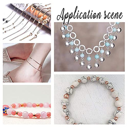 PH PandaHall 5 Sizes Smooth Round Beads, 300pcs 14K Silver Plated Beads Little Round Bead Seamless Ball Bead Long-Lasting Spacers for Hawaii Layered Bracelet Necklace Jewelry DIY Crafts 2/3/4/5/6mm - color: Silver