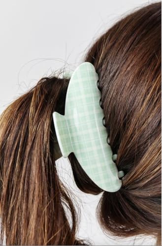 Almere Hair Claw Clip, Striped and Camo Pattern, Women's Hair Accessories for Thick or Thin Hair, 4 inch No-Slip (Green Plaid) - color: Green Plaid