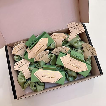 Bridesmaid Scrunchies Proposal Gifts Bachelorette Hair Claws Clips women heart sunglasses for Wedding Party Favors (Green 18sets) - color: Green 18sets