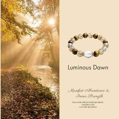 ZestBeads 10mm Natural Gemstone Bracelet for Women, Premium Crystal Beaded Energy Jewelry for Mindfulness & Meditation, Gift Ready Sustainable Cork Packaging - style: Luminous Dawn