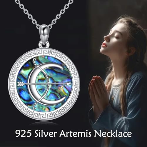 VONALA Artemis's/Poseidon's/Athena's/Weapons Necklace S925 Sterling Silver Plated Abalone Pendant Necklace for Women Men for Women Men - style: Poseidon