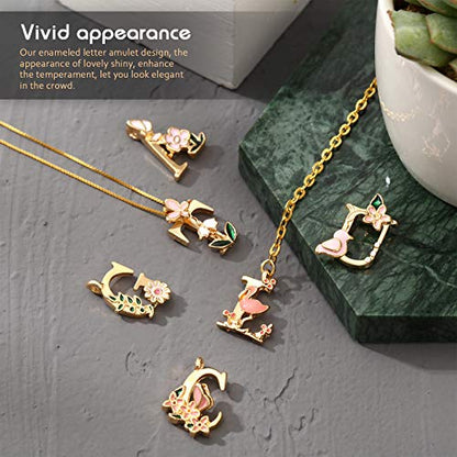 Hicarer 78 Pieces Initial Alphabet Letter Charms A-z Letter Pendant Flower Styles Alphabet Pendant Charms Necklace for DIY Jewelry Bracelet Necklace Crafts Making