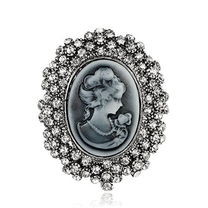 JJTZX Victorian Black Velvet Lace Choker Gothic Lady Cameo Necklace Gift for Her - style: Brooch 11-Silver