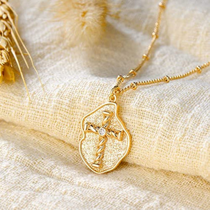Fettero Cross Necklace for Women Faith Pendant 14K Plated Dainty Chain Necklaes Minimalist Simple Tiny God Lords Prayer Religious Jewelry - style: Irregularity Cross