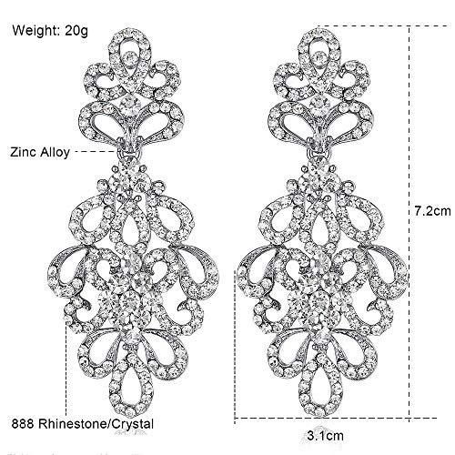 Wedding Teardrop Dangle Earrings Crystal Rhinestone Beaded Chandelier Earrings for Brides Gold - color: C-clear