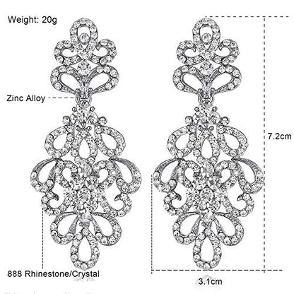 Wedding Teardrop Dangle Earrings Crystal Rhinestone Beaded Chandelier Earrings for Brides Gold - color: C-clear