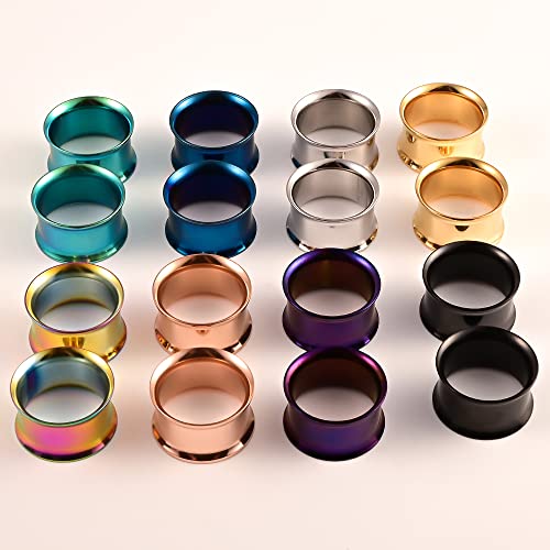 DOEARKO Set of 16 pcs Large Double Flare Ear Gauges 316L Stainless Steel Hypoallergenic Ear Plugs Tunnels Gauges for Ears Expander Body Jewelry - size: 16mm(5/8")