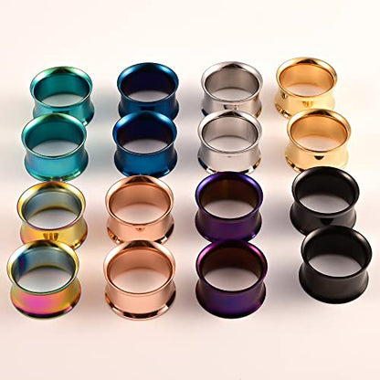 DOEARKO Set of 16 pcs Large Double Flare Ear Gauges 316L Stainless Steel Hypoallergenic Ear Plugs Tunnels Gauges for Ears Expander Body Jewelry - size: 19mm(3/4")