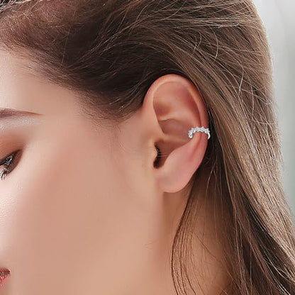 JFORYOU Stainless Steel Ear Cuff Fake Helix Cartilage Clip On Wrap Earrings Fake Lip Ring Non-Piercing Adjustable Men Women - color: Style D