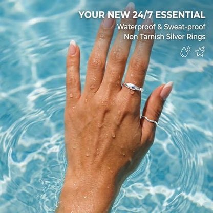 Gold Rings for Women Men Non Tarnish, Waterproof Chunky 14K Gold Plated Dainty Stackable Rings Trendy Statement Pinky Thumb Rings Engagement Eternity Wedding Band Ring Stacking Gold Jewelry Size 3 4 5 6 7 8 9 10 11 - color: Silver, size: 11