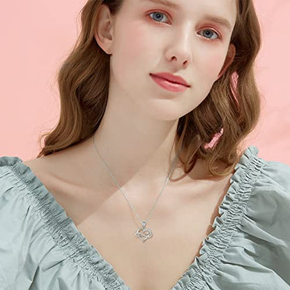 SISGEM 14kt Real Gold Heart Infinity Necklace for Women, Dainty Gold Love Heart Pendant Jewelry Anniversary Birthday Gifts for Her, Wife, Mom 18inch - color: White Gold