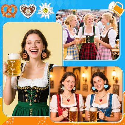8 Pairs Oktoberfest Acrylic Earrings for Women Bavarian Jewelry | Munich Beer Dangle Earrings, Oktoberfest Holiday Jewelry Gifts Party Accessories, Lightweight Acrylic, Double Side - style: Oktoberfest