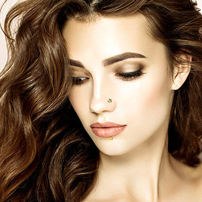 ONESING 9-40 Pcs Nose Rings - Hoops, Studs & L Shape - Hypoallergenic Stainless Steel Nose Piercings for Women & Men - color: gold
