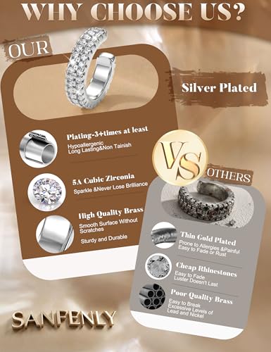 Sanfenly Ear Cuffs Earrings for Women Non Piercing | 14K Gold Plated Ear Cuffs for Non Pierced Ears, Hypoallergenic Clip on Earrings Cartilage Earring, Fake Ear Piercings - color: Silver Plated-Classic