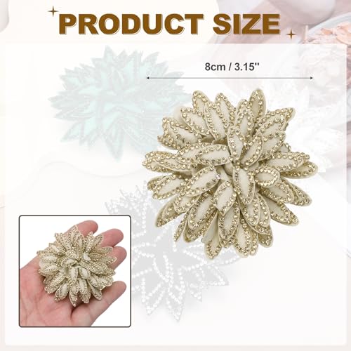 PATIKIL Flower Brooch Pin for Women, Rhinestone Rose Flower Brooch Dainty Fabric Floral Boutonnieres for Women - color: Khaki
