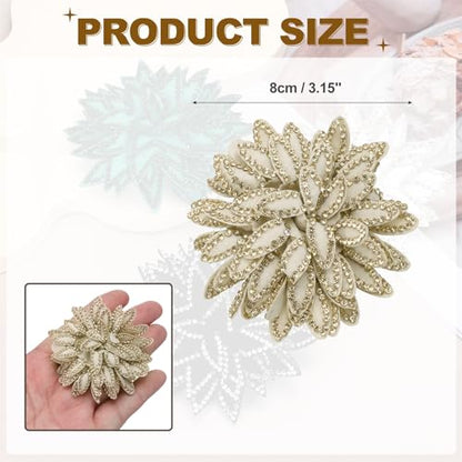 PATIKIL Flower Brooch Pin for Women, Rhinestone Rose Flower Brooch Dainty Fabric Floral Boutonnieres for Women - color: Khaki