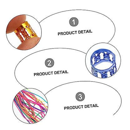 Hollow Hair Buckles for Braiding 100pcs Metal Hair Accessories Dreadlocks Set Colorful Braiding Ropes