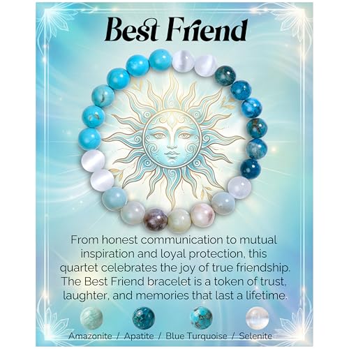 Bivei Protection Crystal Healing Bracelet | 8MM Strength Bracelet Spiritual Stretch Beaded Jewelry for Women Men Gift - color: Best Friend, size: Medium 6.8-7.3 inch