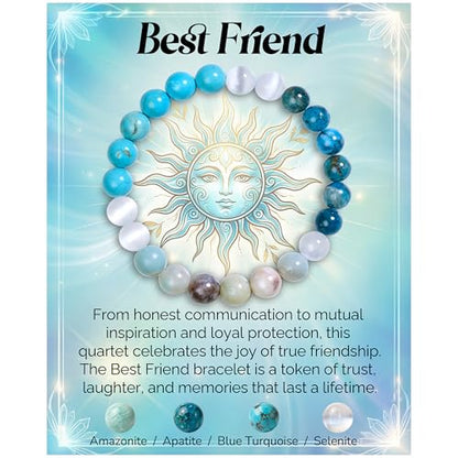 Bivei Protection Crystal Healing Bracelet | 8MM Strength Bracelet Spiritual Stretch Beaded Jewelry for Women Men Gift - color: Best Friend, size: Medium 6.8-7.3 inch
