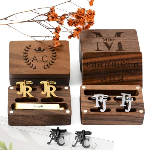 Meice Custom Monogram Cufflinks for Men,Personalized Initial Name Stainless Steel Cuff links Wedding Gift